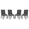 Modway Baronet Button Tufted Fabric, Dining Chair - Set of 4, Grey