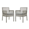 Modway Aura Wicker Rattan Outdoor Patio Two Dining Arm Chairs in Gray Gray