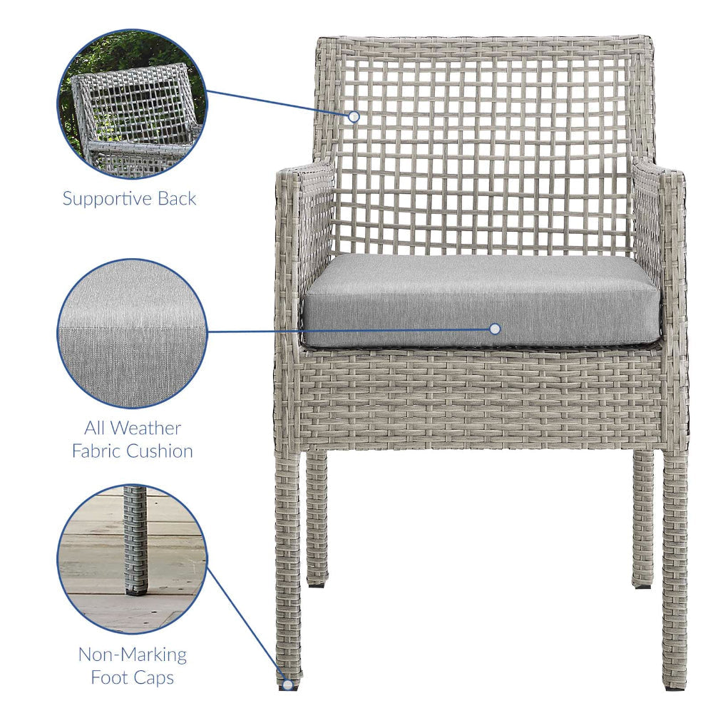 Aura Dining Armchair Outdoor Patio Wicker Rattan Set of 2 - No Shipping Charges MDY-EEI-3561-GRY-GRY