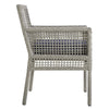 Modway Aura Dining Armchair Outdoor Patio Wicker Rattan Set of 2 Gray Navy MDY-EEI-3561-GRY-NAV