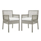 Modway Aura Wicker Rattan Outdoor Patio Two Dining Arm Chairs in Gray White