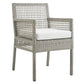 Modway Aura Wicker Rattan Outdoor Patio Two Dining Arm Chairs in Gray White MDY-EEI-3561-GRY-WHI