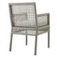 Modway Aura Wicker Rattan Outdoor Patio Two Dining Arm Chairs in Gray White MDY-EEI-3561-GRY-WHI