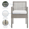 Modway Aura Wicker Rattan Outdoor Patio Two Dining Arm Chairs in Gray White MDY-EEI-3561-GRY-WHI