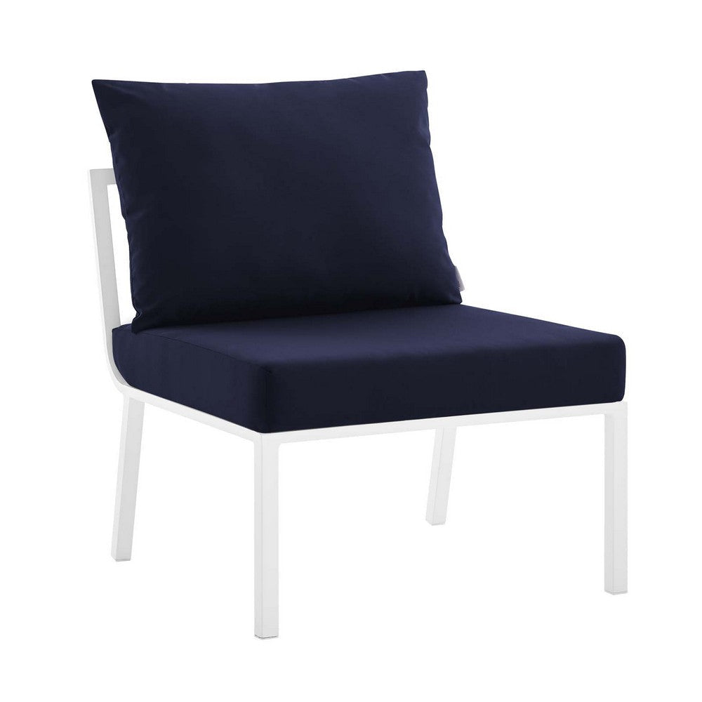 Modway Riverside Outdoor Furniture, Armless Chair, White Navy