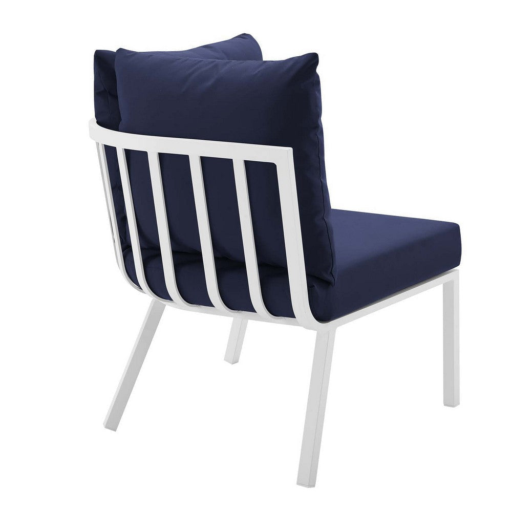 Modway Riverside Outdoor Furniture Corner Chair White Navy MDY-EEI-3569-WHI-NAV