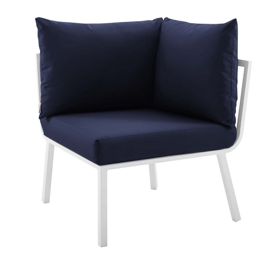 Modway Riverside Outdoor Furniture, Corner Chair, White Navy