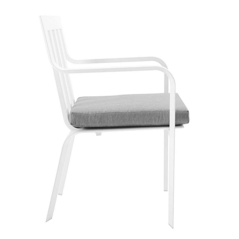 Baxley Stackable Outdoor Patio Aluminum Dining Armchair - No Shipping Charges MDY-EEI-3571-WHI-GRY