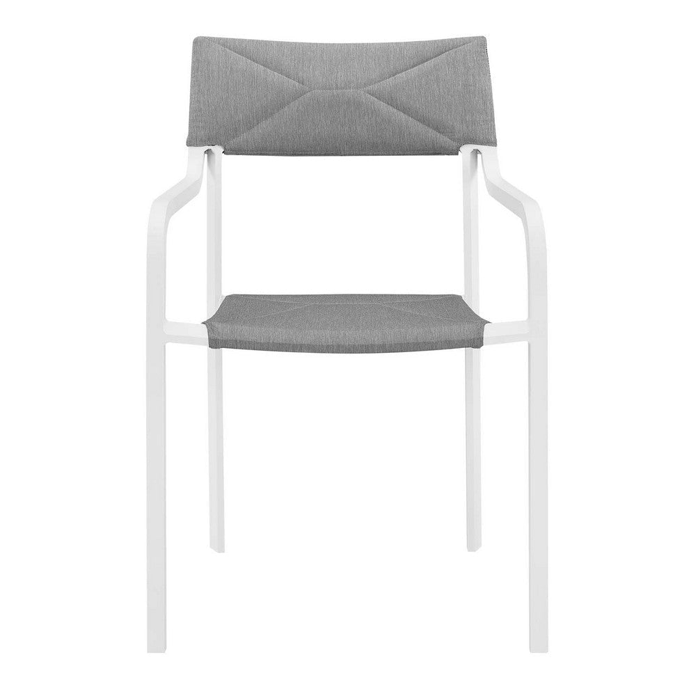 Raleigh Stackable Outdoor Patio Aluminum Dining Armchair - No Shipping Charges MDY-EEI-3573-WHI-GRY