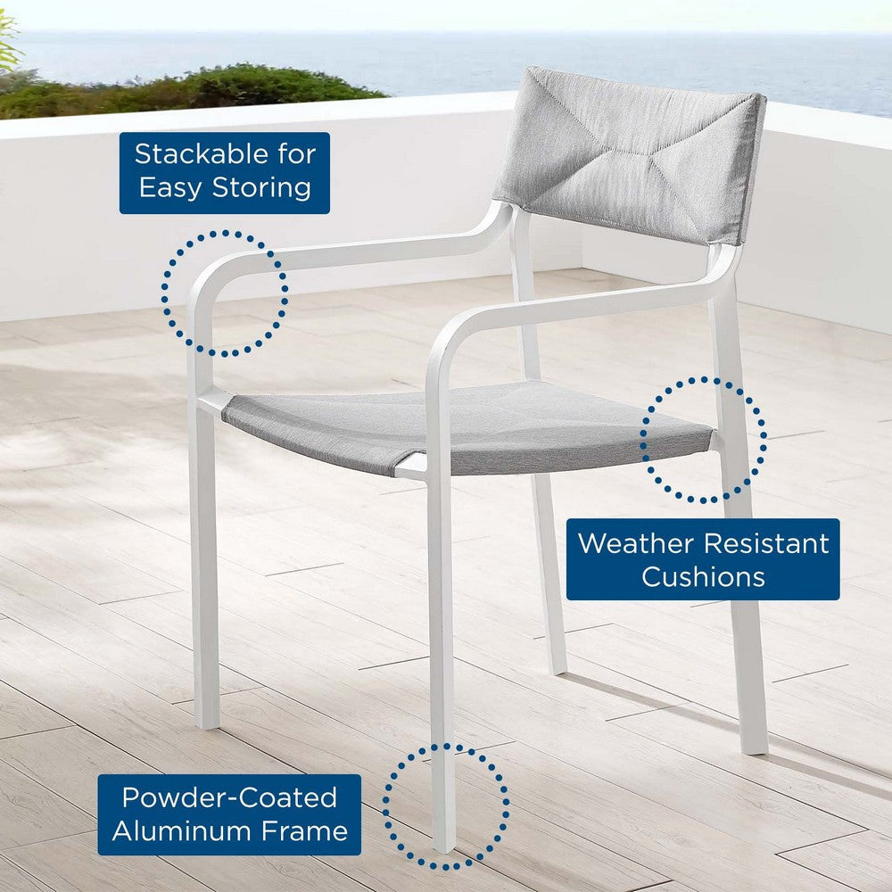 Raleigh Stackable Outdoor Patio Aluminum Dining Armchair - No Shipping Charges MDY-EEI-3573-WHI-GRY