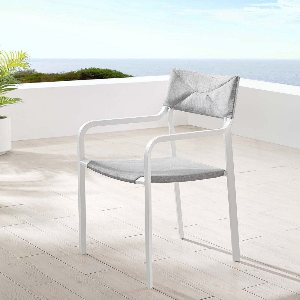 Raleigh Stackable Outdoor Patio Aluminum Dining Armchair - No Shipping Charges MDY-EEI-3573-WHI-GRY