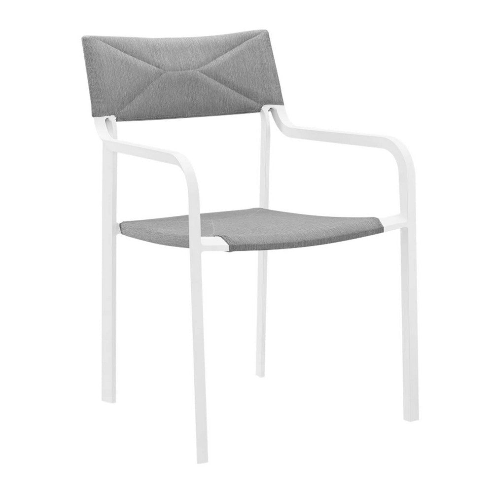 Modway EEI-3573-WHI-GRY Raleigh Outdoor Patio Aluminum Stackable Dining Armchair (Fully Assembled), White Gray