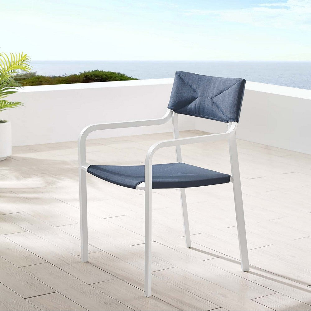 Raleigh Stackable Outdoor Patio Aluminum Dining Armchair - No Shipping Charges MDY-EEI-3573-WHI-GRY