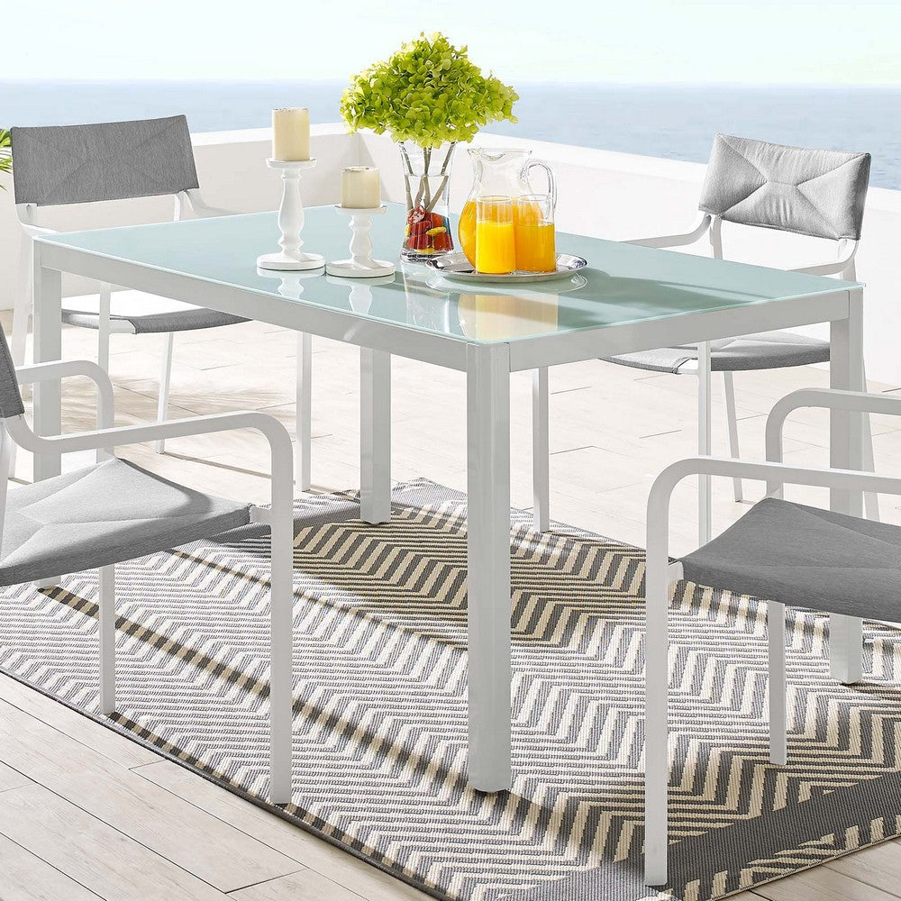 Raleigh 59’ Outdoor Patio Aluminum Dining Table - No Shipping Charges MDY-EEI-3576-WHI