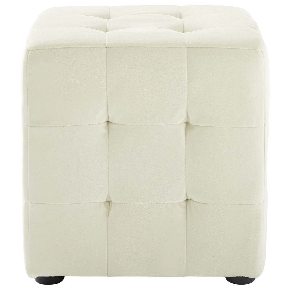 Contour Tufted Cube Performance Velvet Ottoman - No Shipping Charges MDY-EEI-3577-IVO