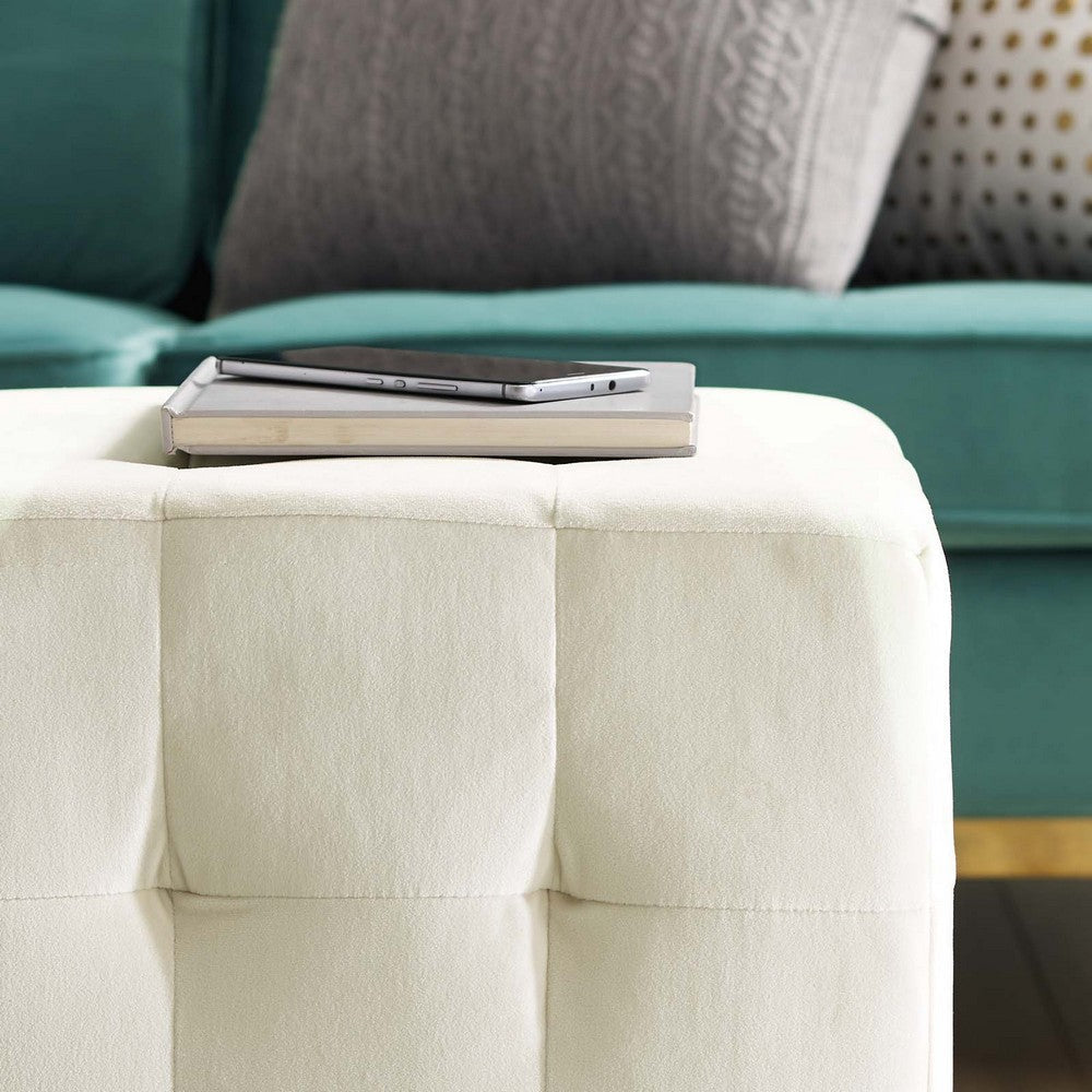 Contour Tufted Cube Performance Velvet Ottoman - No Shipping Charges MDY-EEI-3577-IVO