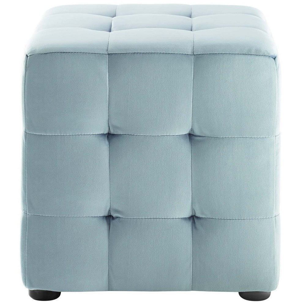 Contour Tufted Cube Performance Velvet Ottoman - No Shipping Charges MDY-EEI-3577-LBU