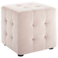 Modway Contour Tufted Button Cube Performance Velvet Ottoman, Pink 15.5"L x 15.5"H