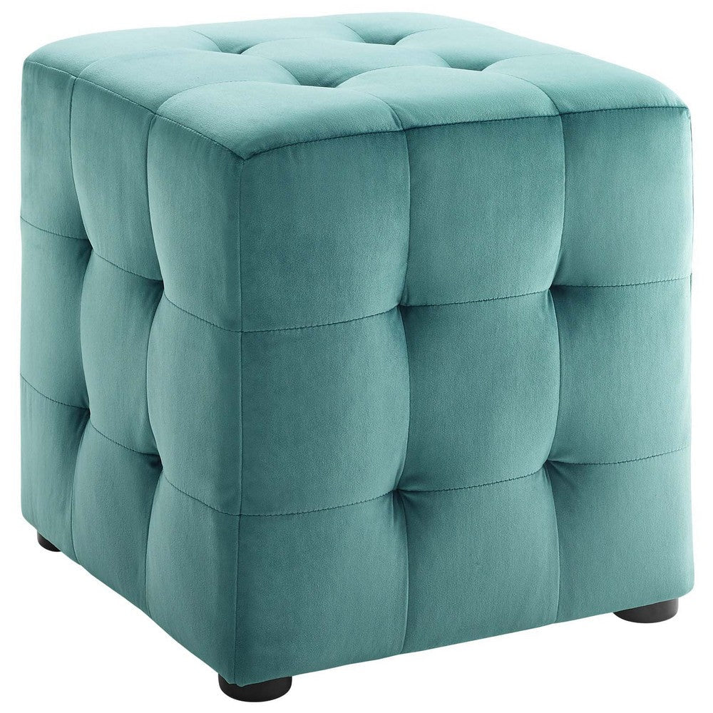 Contour Tufted Cube Performance Velvet Ottoman - No Shipping Charges