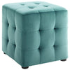 Modway Contour Tufted Button Cube Performance Velvet Ottoman, Teal 15.5"L x 15.5"H