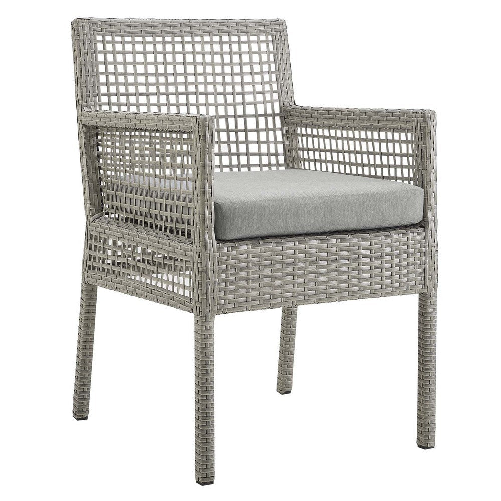 Modway Aura Outdoor Patio Wicker Rattan Set of 4 Dining Armchair in Gray Gray MDY-EEI-3594-GRY-GRY