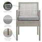 Modway Aura Outdoor Patio Wicker Rattan Set of 4 Dining Armchair in Gray Gray MDY-EEI-3594-GRY-GRY