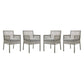 Modway Aura Outdoor Patio Wicker Rattan Set of 4 Dining Armchair in Gray Gray