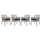 Modway Aura Outdoor Patio Wicker Rattan Dining Armchair, Set of 4, Gray Navy