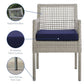 Modway Aura Outdoor Patio Wicker Rattan Dining Armchair Set of 4 Gray Navy MDY-EEI-3594-GRY-NAV