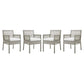 Modway Aura Outdoor Patio Wicker Rattan Set of 4 Dining Armchair in Gray White