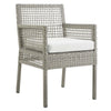 Modway Aura Outdoor Patio Wicker Rattan Set of 4 Dining Armchair in Gray White MDY-EEI-3594-GRY-WHI