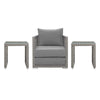 Modway Aura Outdoor Patio Wicker Rattan Armchair and Two Side Tables in Gray Gray