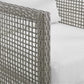 Modway Aura Outdoor Patio Wicker Rattan Armchair and Two Side Tables in Gray White MDY-EEI-3597-GRY-WHI-SET