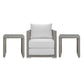 Modway Aura Outdoor Patio Wicker Rattan Armchair and Two Side Tables in Gray White