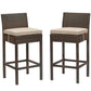 Modway EEI-3603-BRN-BEI Conduit Outdoor Patio Wicker Rattan Set of 2 in Brown Beige, Two Bar Stools