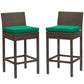 Modway EEI-3603-BRN-GRN Conduit Outdoor Patio Wicker Rattan Set of 2 in Brown Green, Two Bar Stools