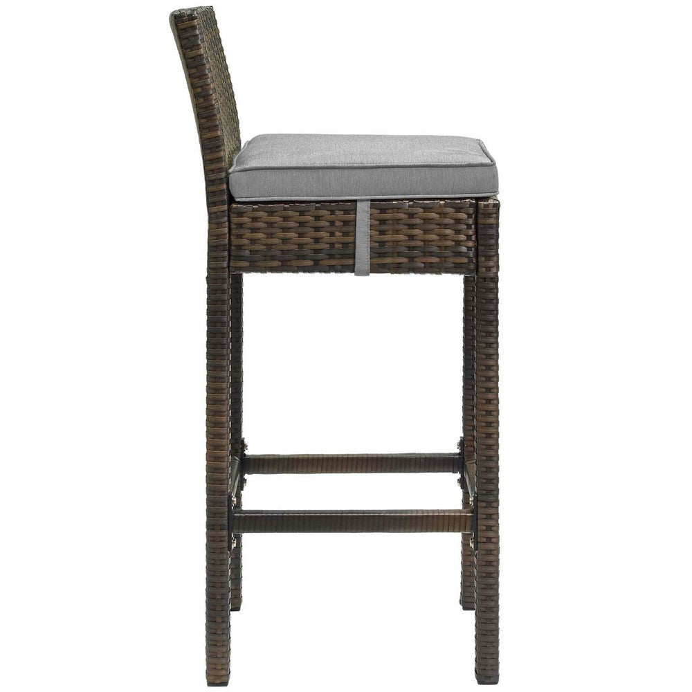 Modway EEI-3603-BRN-GRY Conduit Outdoor Patio Wicker Rattan Set of 2 in Brown Gray Two Bar Stools MDY-EEI-3603-BRN-GRY