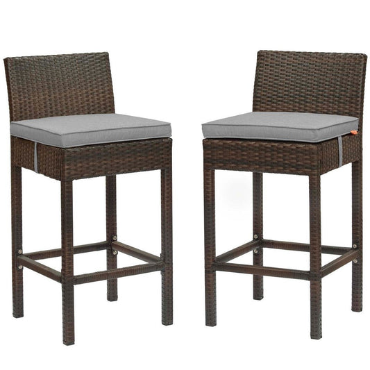 Modway EEI-3603-BRN-GRY Conduit Outdoor Patio Wicker Rattan Set of 2 in Brown Gray, Two Bar Stools