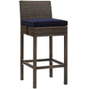 Modway EEI-3603-BRN-NAV Conduit Outdoor Patio Wicker Rattan Set of 2 in Brown Navy Two Bar Stools MDY-EEI-3603-BRN-NAV