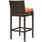 Modway EEI-3603-BRN-ORA Conduit Outdoor Patio Wicker Rattan Set of 2 in Brown Orange Two Bar Stools MDY-EEI-3603-BRN-ORA