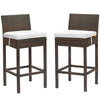 Modway EEI-3603-BRN-WHI Conduit Outdoor Patio Wicker Rattan Set of 2 in Brown White, Two Bar Stools