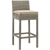 Modway EEI-3604-LGR-BEI Conduit Outdoor Patio Wicker Rattan Bar Stools Set of 2 Light Gray Beige MDY-EEI-3604-LGR-BEI