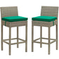 Modway EEI-3604-LGR-GRN Conduit Outdoor Patio Wicker Rattan Bar Stools, Set of 2, Light Gray Green