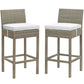 Modway EEI-3604-LGR-WHI Conduit Outdoor Patio Wicker Rattan Bar Stools, Set of 2, Light Gray White