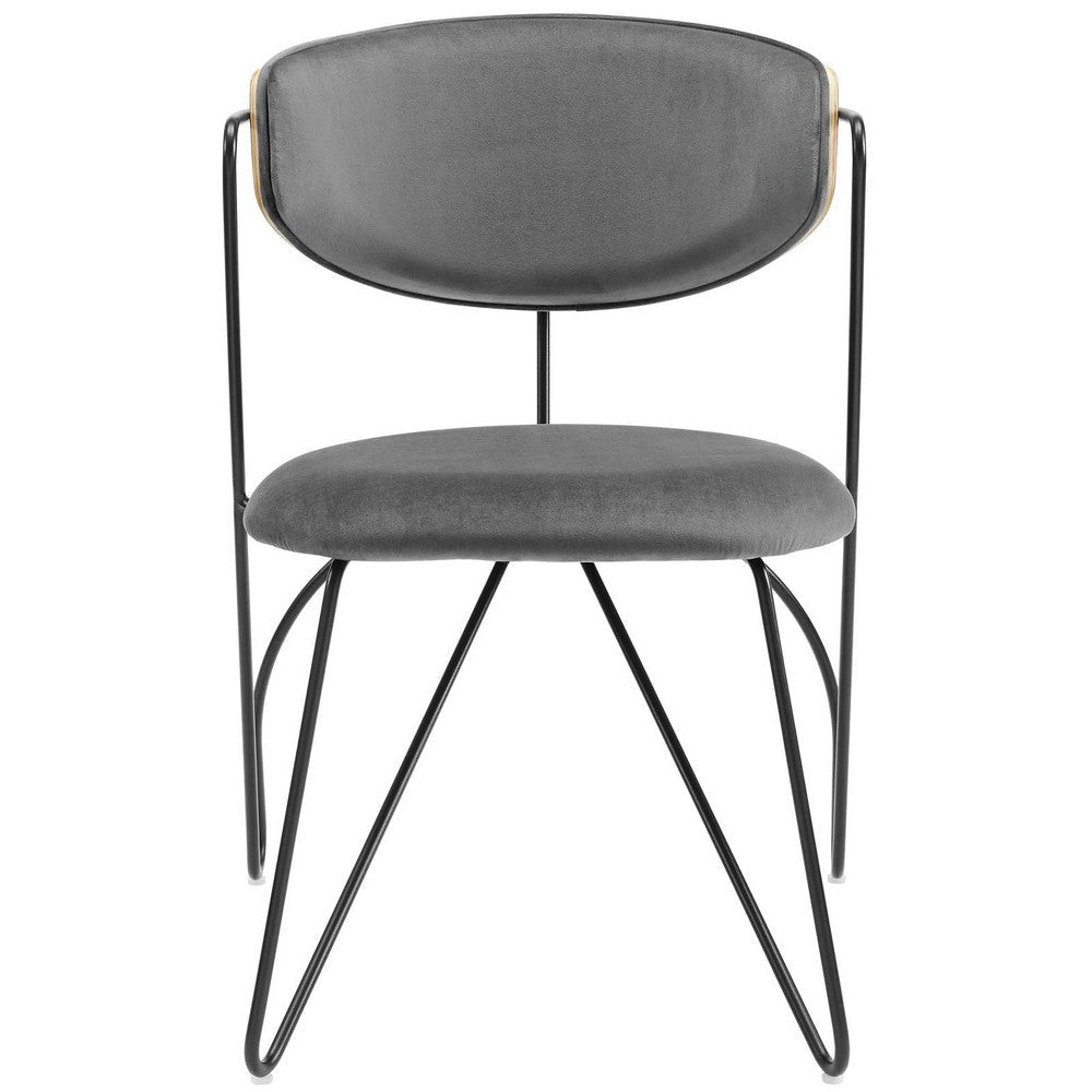 Prevail Black Frame Dining and Accent Performance Velvet Chair - No Shipping Charges MDY-EEI-3605-BLK-GRY