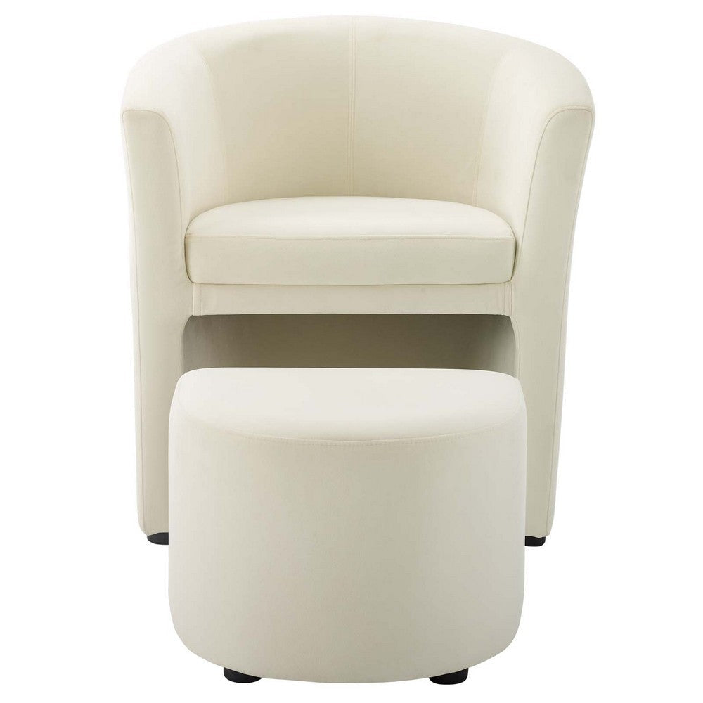 Modway Divulge Performance Velvet Armchair and Ottoman Set in Ivory MDY-EEI-3607-IVO