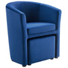 Modway Divulge Performance Velvet Armchair and Ottoman Set in Navy MDY-EEI-3607-NAV