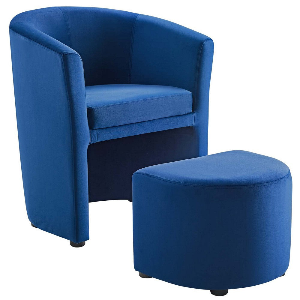 Divulge Performance Velvet Arm Chair and Ottoman Set - No Shipping Charges