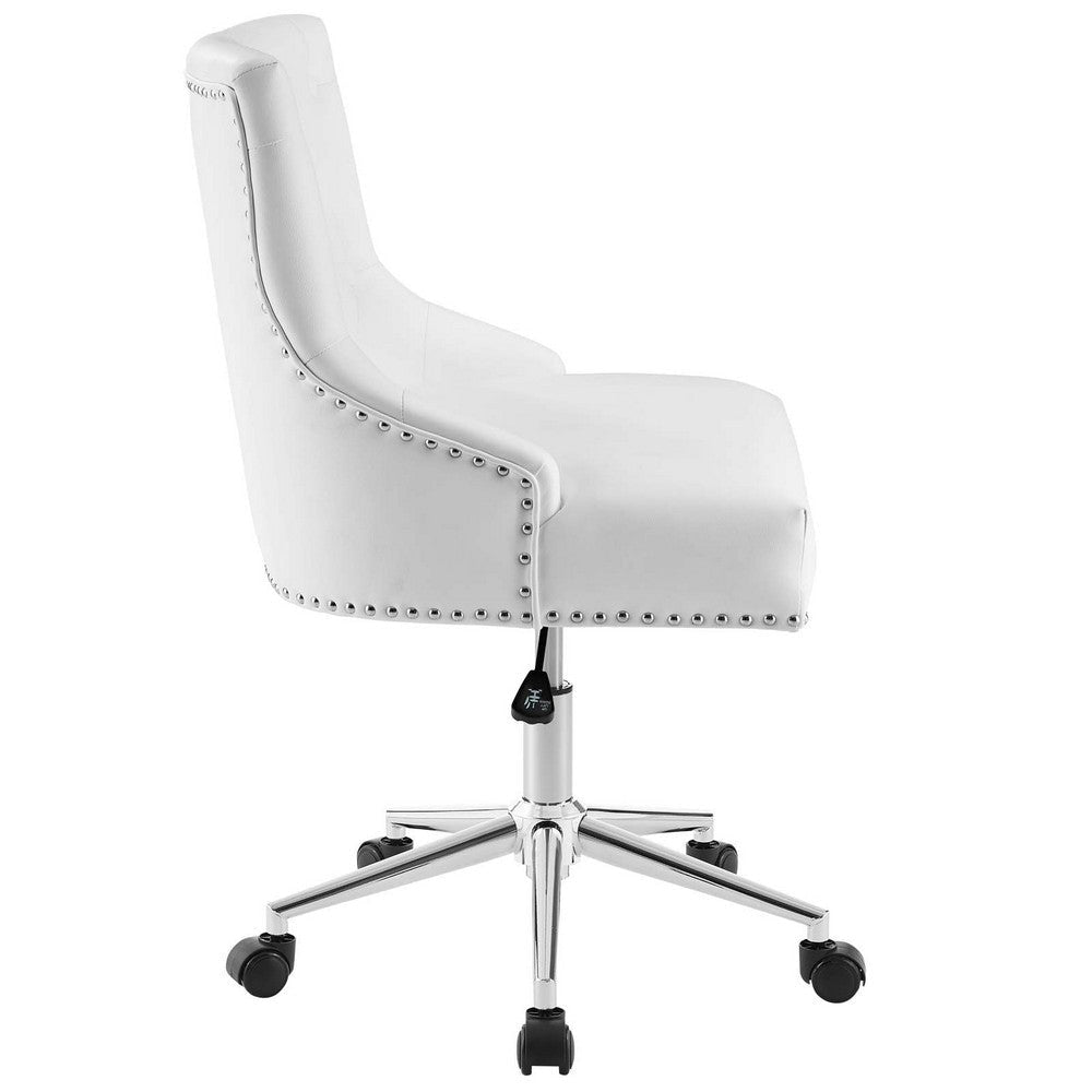 Regent Tufted Button Swivel Faux Leather Office Chair - No Shipping Charges MDY-EEI-3608-WHI