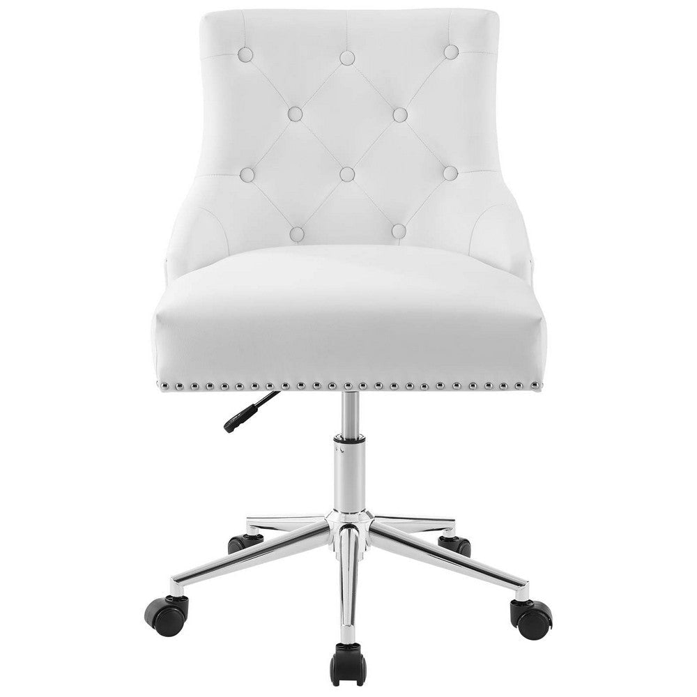 Regent Tufted Button Swivel Faux Leather Office Chair - No Shipping Charges MDY-EEI-3608-WHI